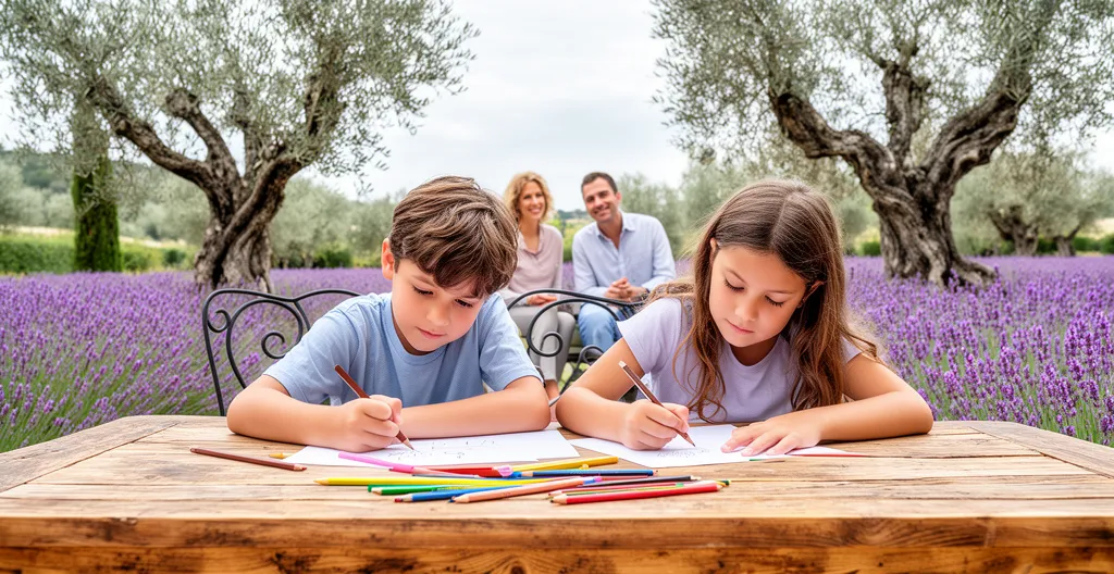 Famille avec enfants participant à un atelier créatif au salon Lire à Gordes