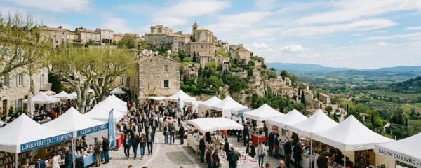 Village de Gordes en Provence avec animation littéraire sur la place
