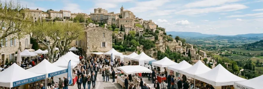 Village de Gordes en Provence avec animation littéraire sur la place